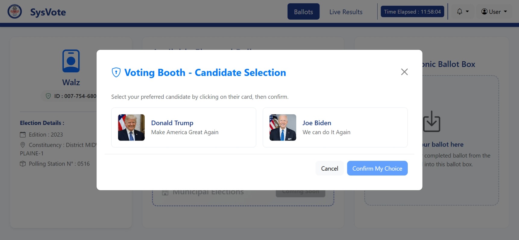 Drag and Drop Voting Screen
